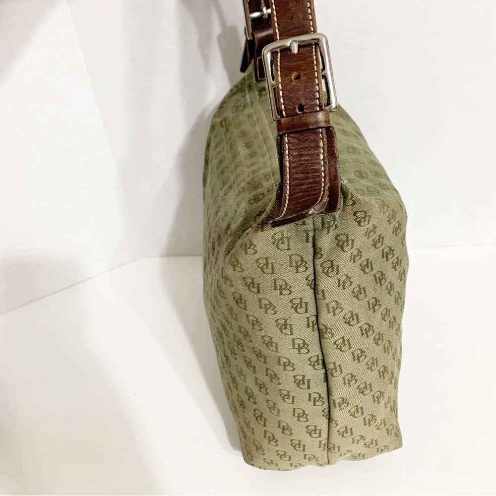 Dooney and Bourke Shoulder Bag Signature Canvas with Leather Accents Zip Closure